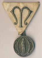 Franciaország "Szűz Mária-Szent Szaniszló" antik kegyérem mellszalaggal szignó.:Penin Poncet T:2 / France "Virgin Mary-Saint Stanislaus Kostka" antique religious medal with ribbon signed.:Penin Poncet T:2