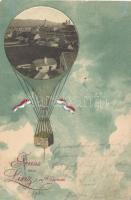 Linz hot air balloon Emb. litho (EB)