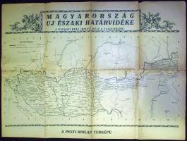 1938 MAgyarország új északi határvidéke, Pesti Hírlap térképmelléklete (kis szakadás) / The new borders of Hungary 42x55cm