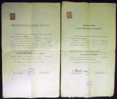 1929 2 db református lelkészi oklevél