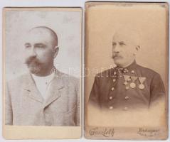 cca 1880-1900 Dr Szárnyassy Béla aradi orvos 2és egy rendőr keményhátú fotója / Vintage photo of Arad doctor and a policeman 7x11 cm