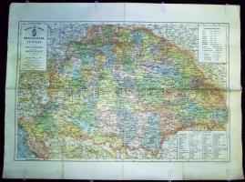 cca 1910 Hatschek féle történelmi Magyarország térkép a Lampel c. kiadásában 38x55 cm (repedt)