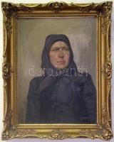 Azonosítatlan jelzéssel: Női portré, olaj-vászon, szép állapotú fa keretben 60x75 cm