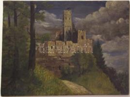 Fogarasi jelzéssel: Várrom, olaj-vászon, 60x90 cm (apró lyuk a vásznon)