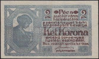 Pécs 1920. 2K pénztárjegy T:III