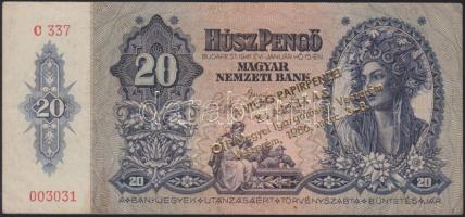 1941. 20P "A Világ Papírpénzei Kiállítás..." felülnyomással T:III
