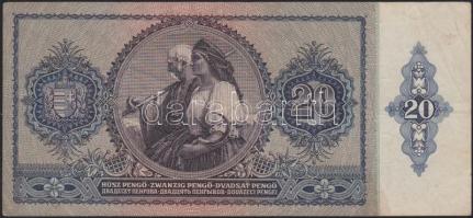 1941. 20P "A Világ Papírpénzei Kiállítás..." felülnyomással T:III