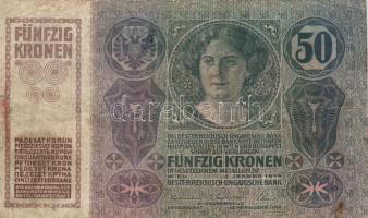 1912. 100K + 1913. 20K + 1914. 50K + 1915. 10K mind román felülbélyegzéssel! T:III