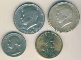USA 1964-2000. 4db klf forgalmi érme, közte 1964. 1/2$ Ag T:vegyes