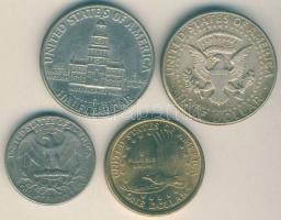 USA 1964-2000. 4db klf forgalmi érme, közte 1964. 1/2$ Ag T:vegyes