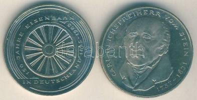 NSZK 1981G 5M "Stein" + 1985G 5M "Vasút" T:BU