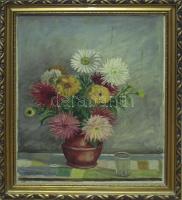 Vendlocky F. jelzéssel: Virág-csendélet, olaj-vászon, keretben 50x60 cm (néhány folt a vásznon)