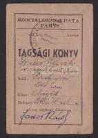 1945-1947 Szociáldemokrata Párt tagsági igazolvány tagsági bélyegekkel