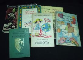 Egy doboznyi, főként kert és természet témájú könyvtétel, kb 20 db