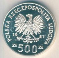 Lengyelország 1987. 500Zl Ag "Téli olimpia-jégkorong" T:PP