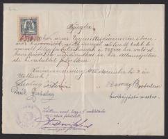 1925 2 db okmány nagy összegű 23500K és 14350K okmánybélyeggel / Document with high-value document s...