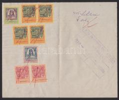 1925 2 db okmány nagy összegű 23500K és 14350K okmánybélyeggel / Document with high-value document s...