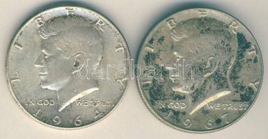 USA 1964-1967. 1/2$ (2x) Ag "Kennedy" T:3