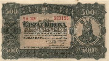 1923. 500K "Magyar Pénzjegynyomda Rt" T:II