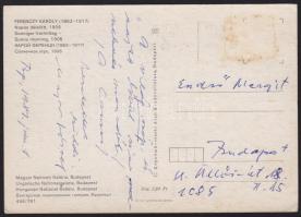 Major Tamás saját kézzel írt képeslapja Endrő Margit keramikusnak