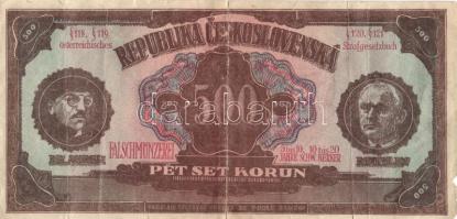 Ausztria DN csehszlovák 1929-es 500K bankjegy imitációja Dr. Ahrer és Rintelen arcképével, propaganda kiadás T:III-