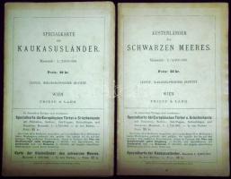 cca 1890 A Fekete-tenger partvidéke és a Kaukázus. 2 db Friese und Lang térkép / The coasts of the Black Sea and the Caucasus 2 German maps 50x40 cm