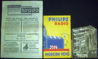 cca 1930 3 db rádió-reklám-nyomtatvány / 3 radio advertising