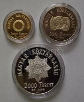 1998. 20000Ft Au "Batthyány Lajos" 6.982g + 2000Ft Ag + 100Ft három klf darabból álló kiadvány az 1848-49. évi forradalom és szabadságharc 150. évfordulója alkalmából, eredeti dísztokban! T:PP Tanúsítvánnyal!