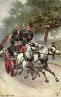 Firemen carriage, Oilette, Fighting the flames series