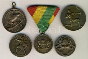 5db klf lövészérem a második világháború idejéből és előtti időszakából, egyiken Berán szignóval T:vegyes