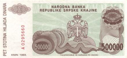 Horvátország/Krajinai Szerb Köztársaság 1993. 5000D + 50.000D + 500.000D T:I,II