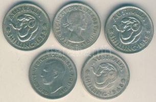 Ausztrália 1946-1961. 1Sh Ag (5x) klf évszámokkal! T:vegyes