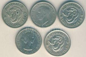 Ausztrália 1946-1955. 1Sh Ag (5x) klf évszámokkal! T:vegyes