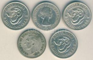 Ausztrália 1950-1961. 1Sh Ag (5x) klf évszámokkal! T:vegyes