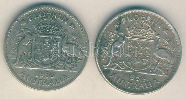 Ausztrália 1953-54. 1Fl Ag (2x) T:2,3