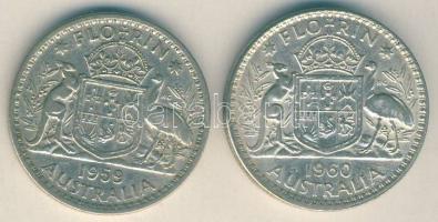 Ausztrália 1959-60. 1Fl Ag (2x) T:2,2-