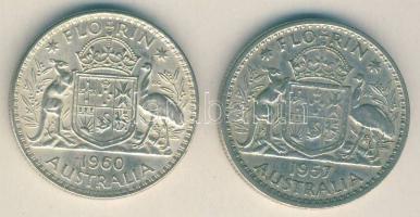 Ausztrália 1957-60. 1Fl Ag (2x) T:2,2-
