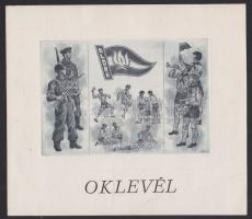 Gönczi Béla (1934): Úttörő oklevél. Rézkarc 21x19 cm + 1955 Úttörő igazolvány