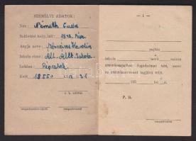 Gönczi Béla (1934): Úttörő oklevél. Rézkarc 21x19 cm + 1955 Úttörő igazolvány