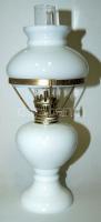 Régi üveg petróleum lámpa búrával kis hibával 26cm magas