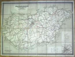 cca 1930 Czakó-Sztankovics: Magyaroszág vasúti és hajózási térképe a trianoni határokkal vászonból /...