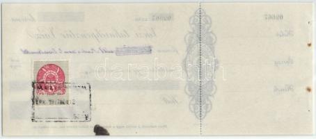 1917. "Váczi Takarékpénztár Vácz" csekkje hátoldalán okmánybélyeg T:I