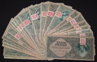 1945. 1000P (35x) bélyeges és bélyeg nélküli, közte fordítva felragasztott is T:III,IV