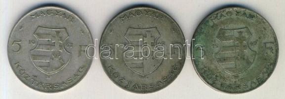 1947. 5Ft Ag (3x) "Kossuth" T:3 ph.