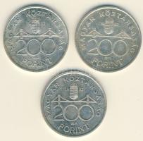 1992. 200Ft Ag "MNB" (3x) T:2