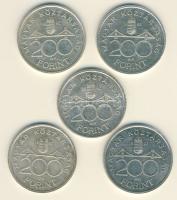 1992. 200Ft Ag "MNB" (5x) T:2+,2