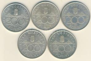 1994. 200Ft Ag "Deák" (5x) T:2,2-