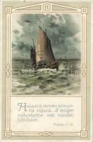 Ship, Biblical quote litho