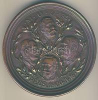 1900. IV.16. Pécs "M.U.O.SZ." kerámia emlékplakett T:2 díszdobozban