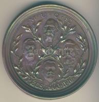 1900. IV.16. Pécs "M.U.O.SZ." kerámia emlékplakett T:2 díszdobozban